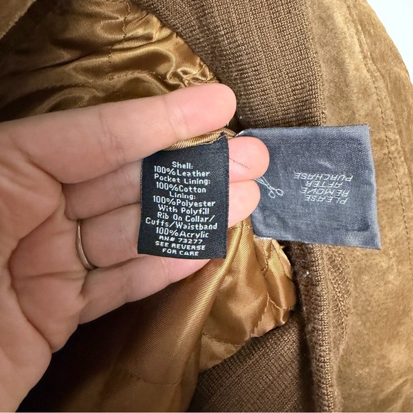 Croft and Barrow Leather Bomber Full Zip Brown Jacket Men's Large - Picture 8 of 11